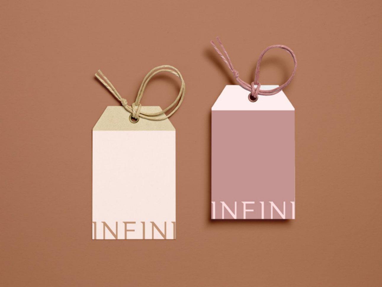 Tags blush e rosé com o nome INFINI na base